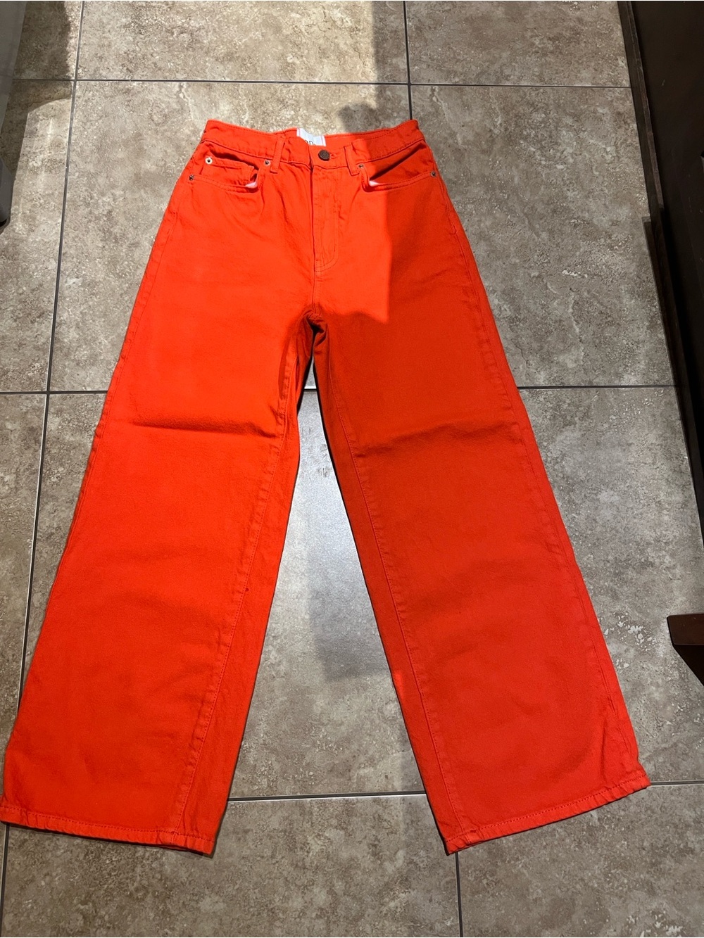 Wide-Leg High-Rise Orange Women's Jeans
